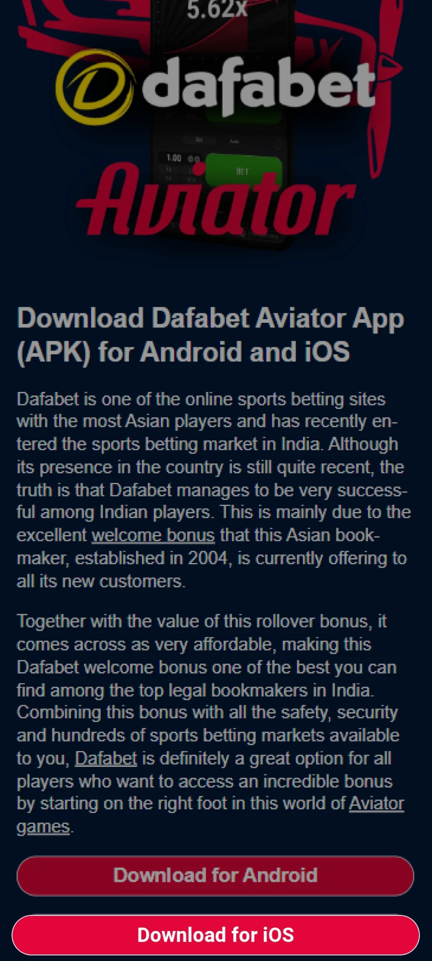 Jogue Aviator na Dafabet através de seu dispositivo iOS.