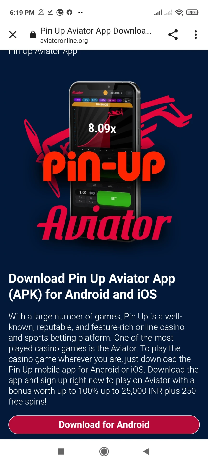 Siga o link para baixar o apk Pin Up para Android.