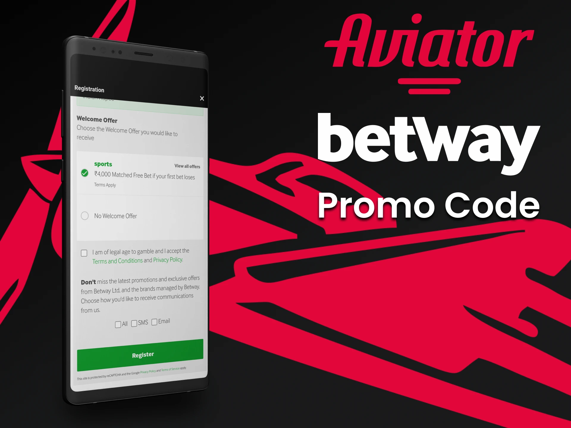 Utilizar o código promocional de Betway.