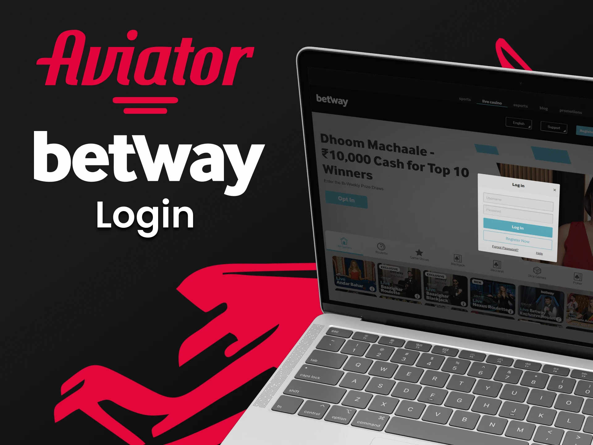 Entre em sua conta Betway para jogar Aviator.