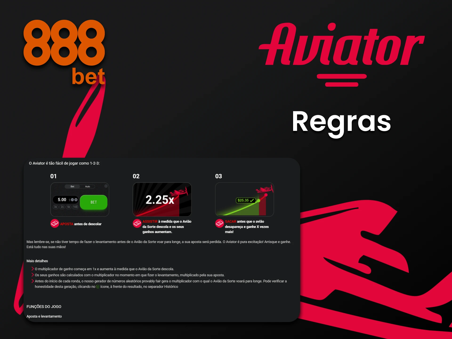 Aprenda as regras de jogar Aviator no 888bet.