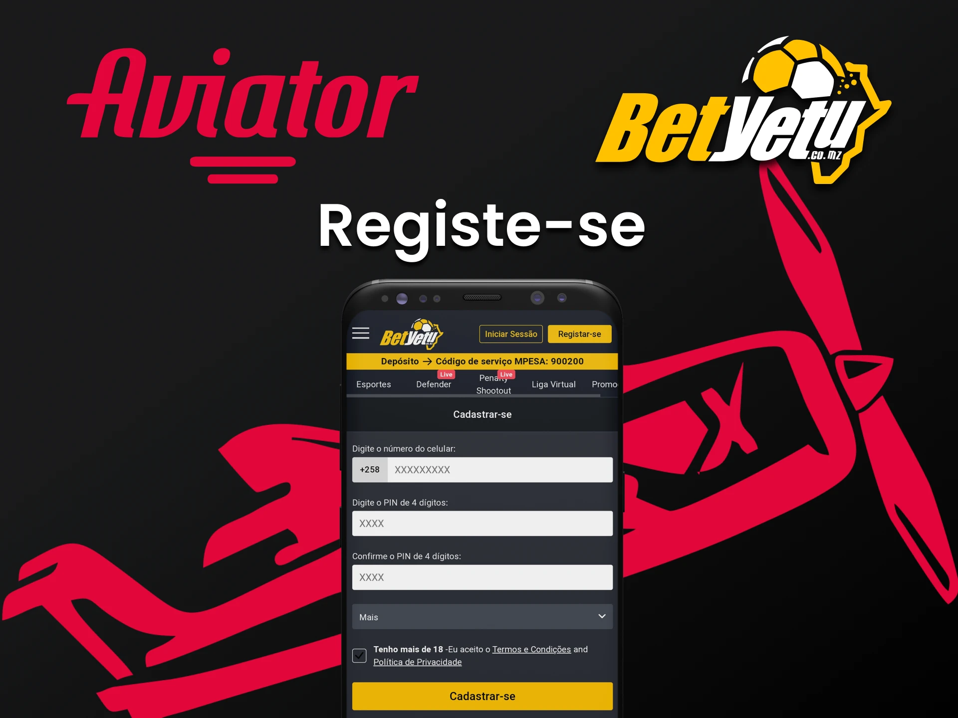 Registre-se no site Betyetu para jogar Aviator.