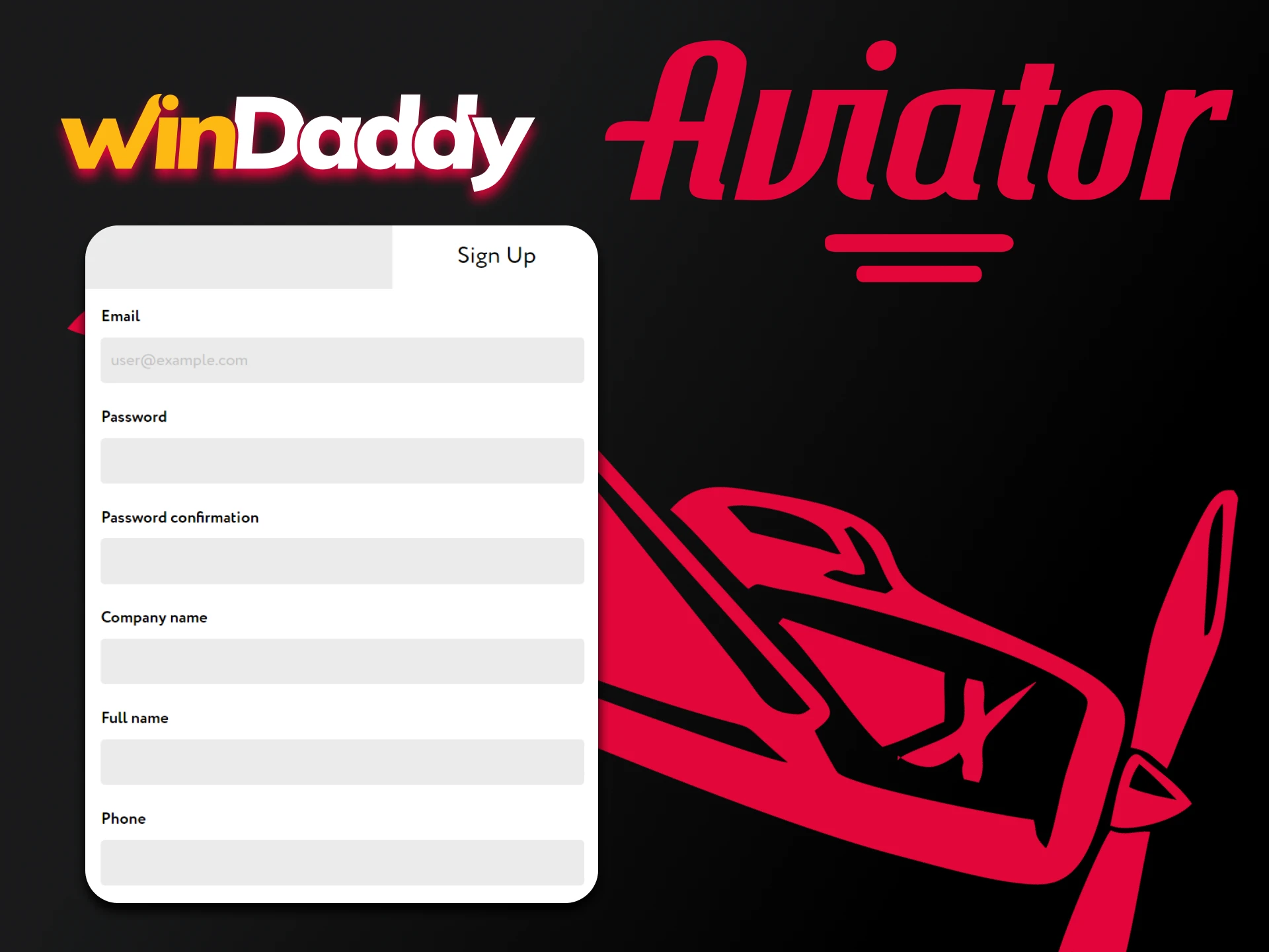 Passe pelo processo de registro no WinDaddy para jogar no Aviator.