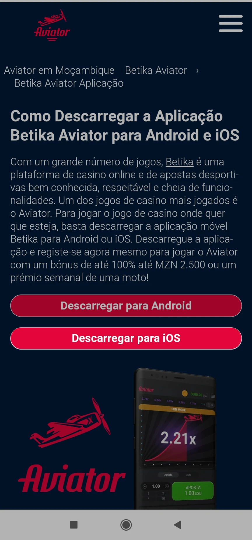 Visite a página inicial da Betika para baixar o aplicativo iOS.