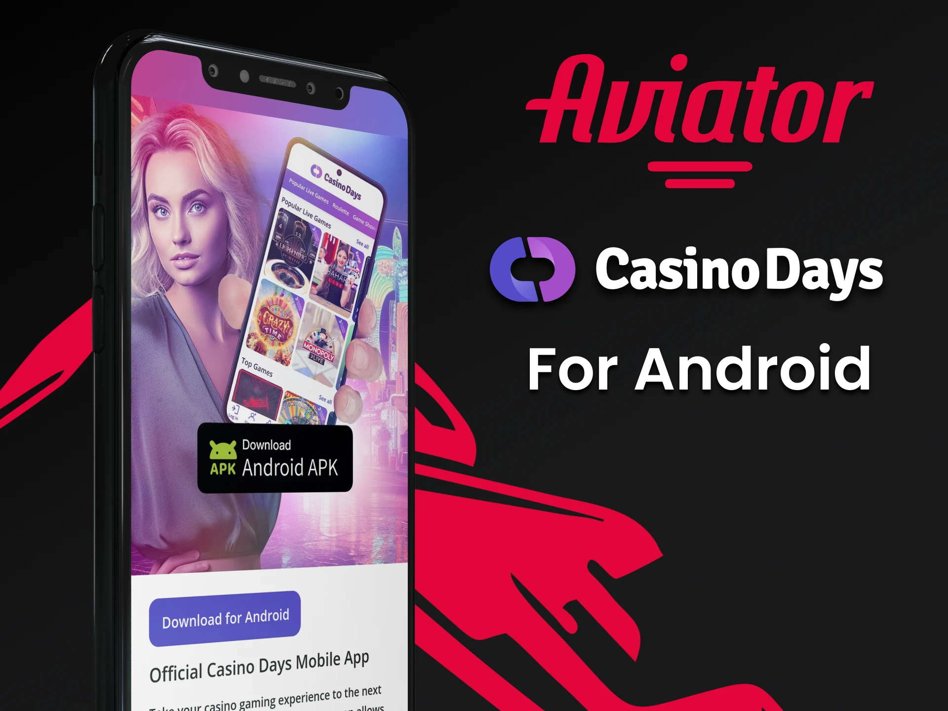 Download the Casino Days app to play Aviator on Android.