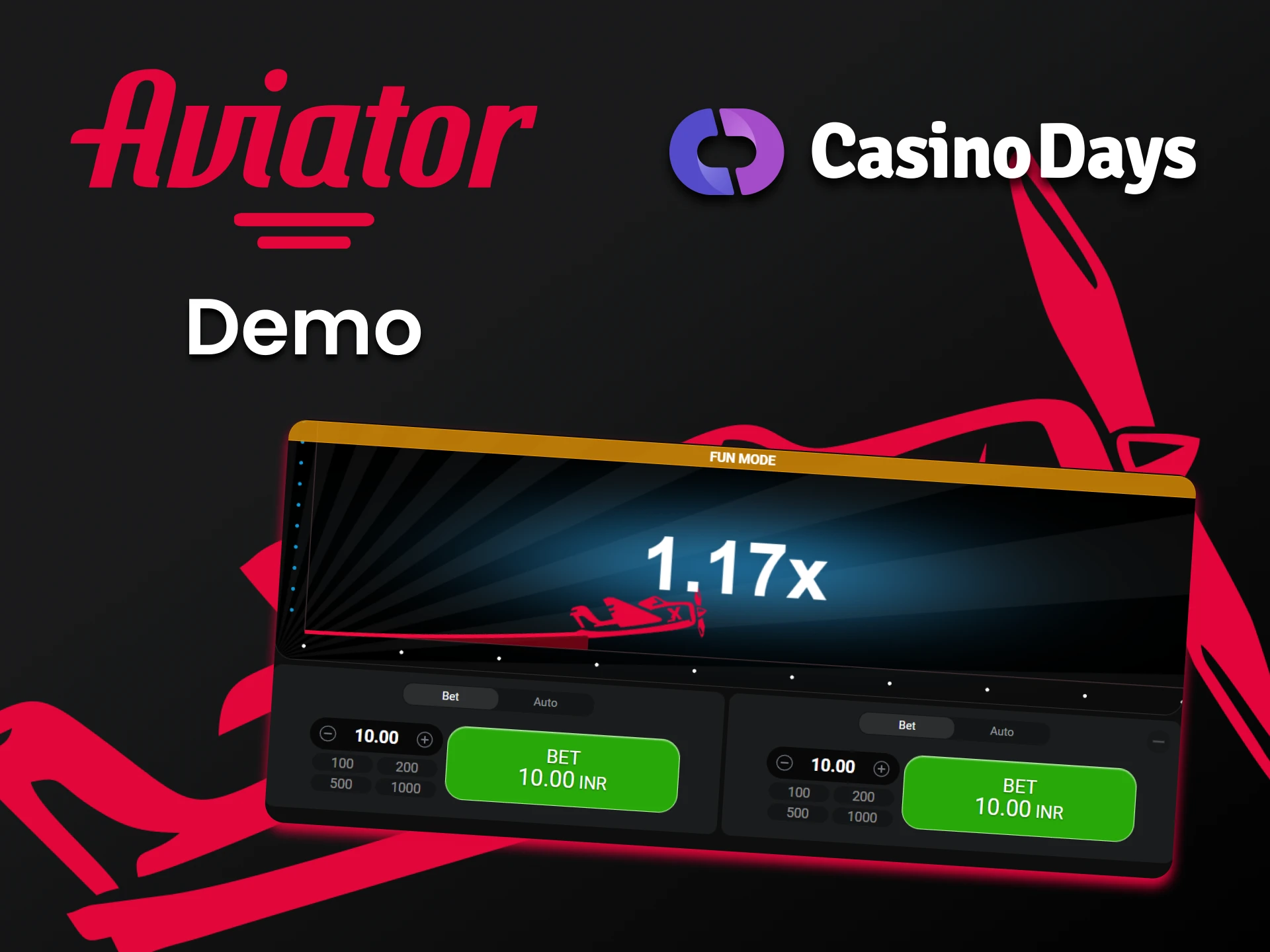 Practice the demo version of Aviator at Casino Days.
