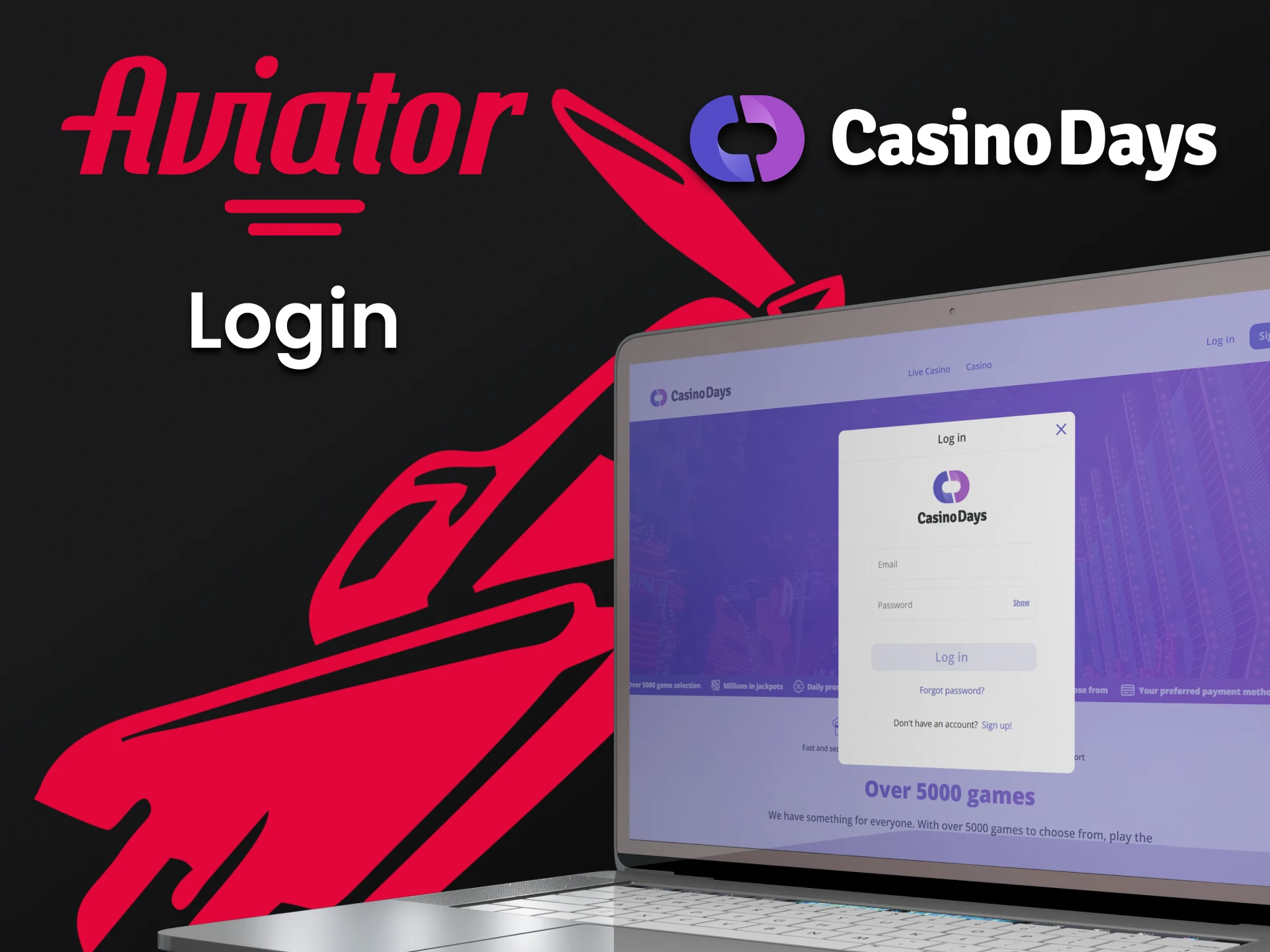 Log in to your personal Casino Days account to play Aviator.