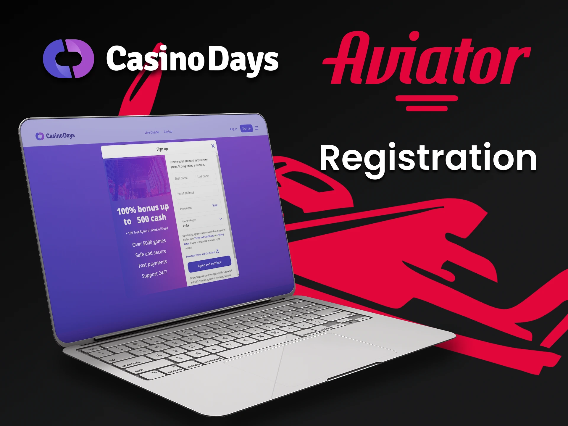 Create an account at Casino Days to play Aviator.