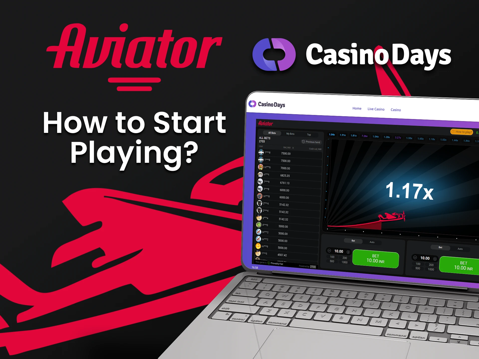 We will tell you how to start playing Aviator at Casino Days.