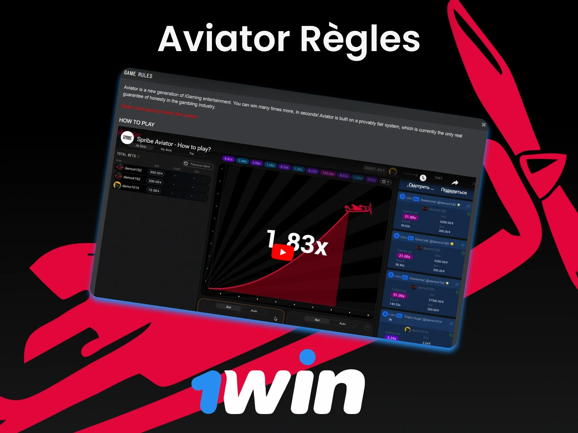 Suivez les règles du jeu dans Aviator à partir de 1win.