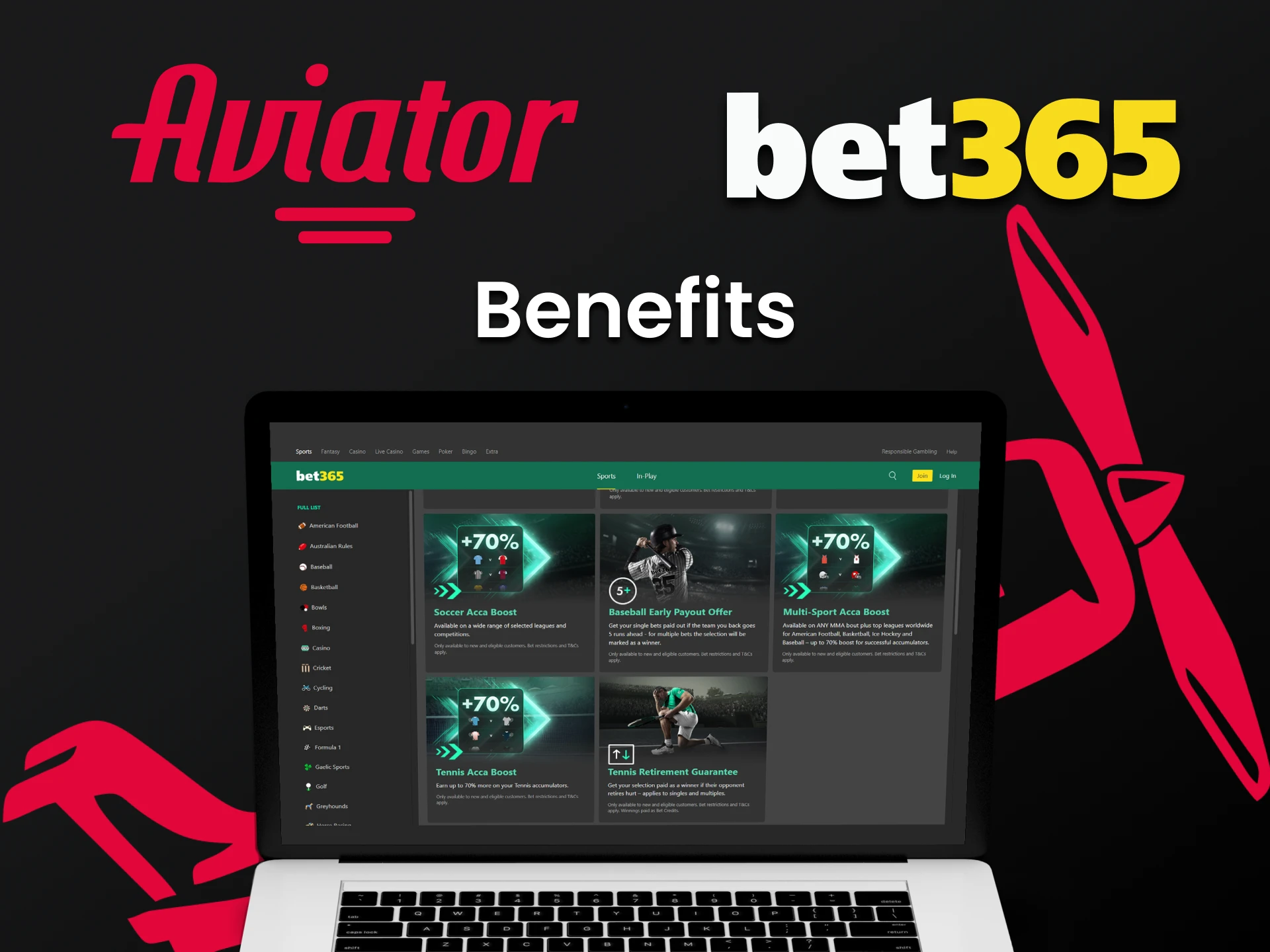 Bet365 has many advantages for Aviator players.