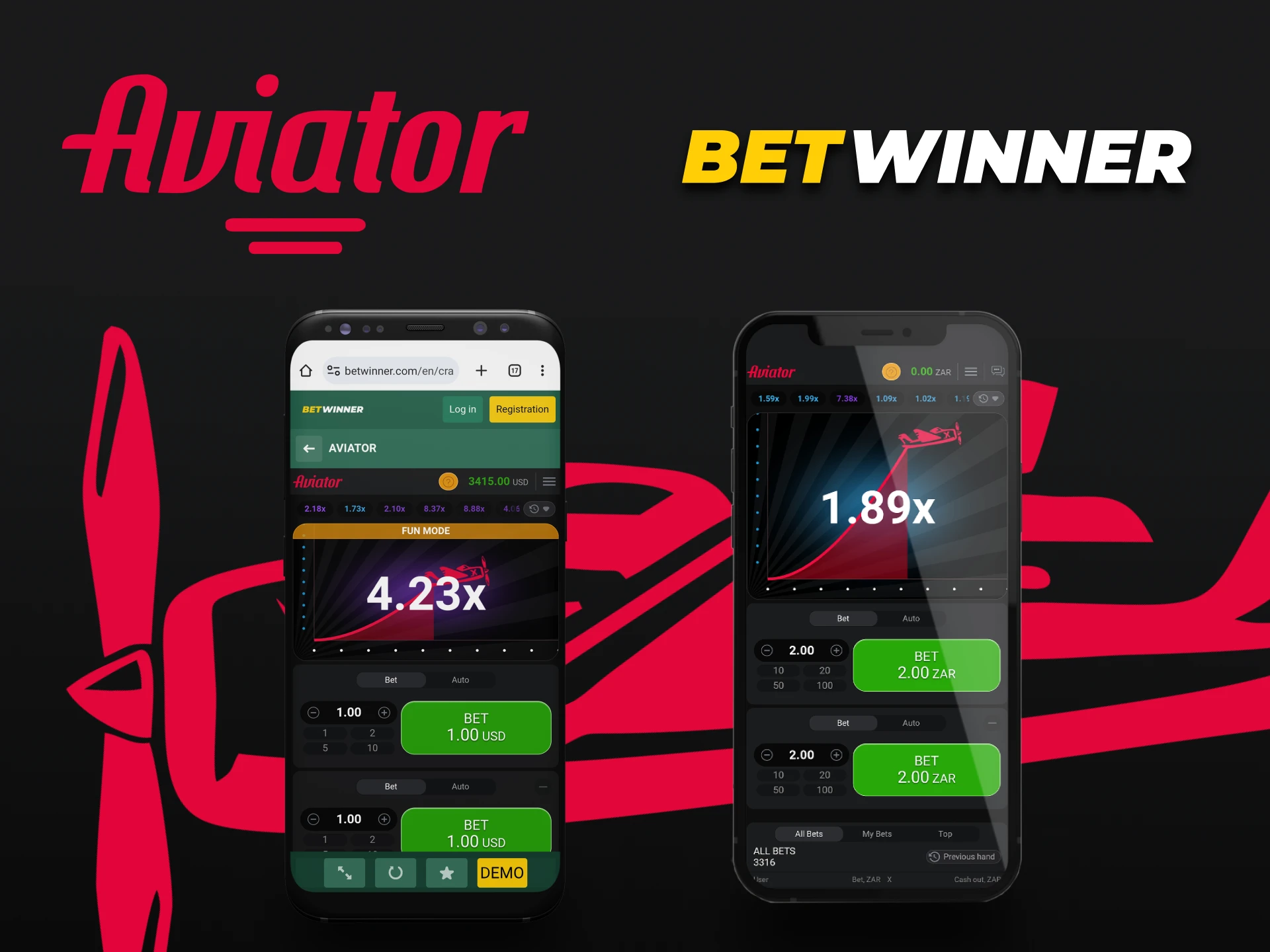 Escolha sua maneira de jogar Aviator na Betwinner.