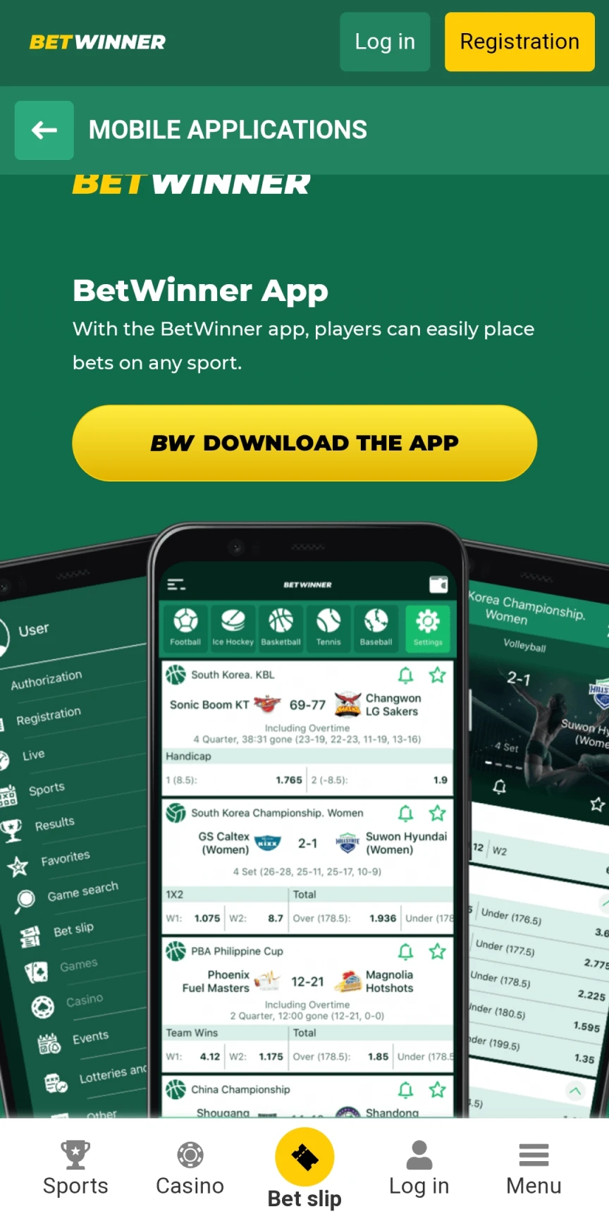 ابدأ بتنزيل تطبيق Betwinner لنظام iOS.