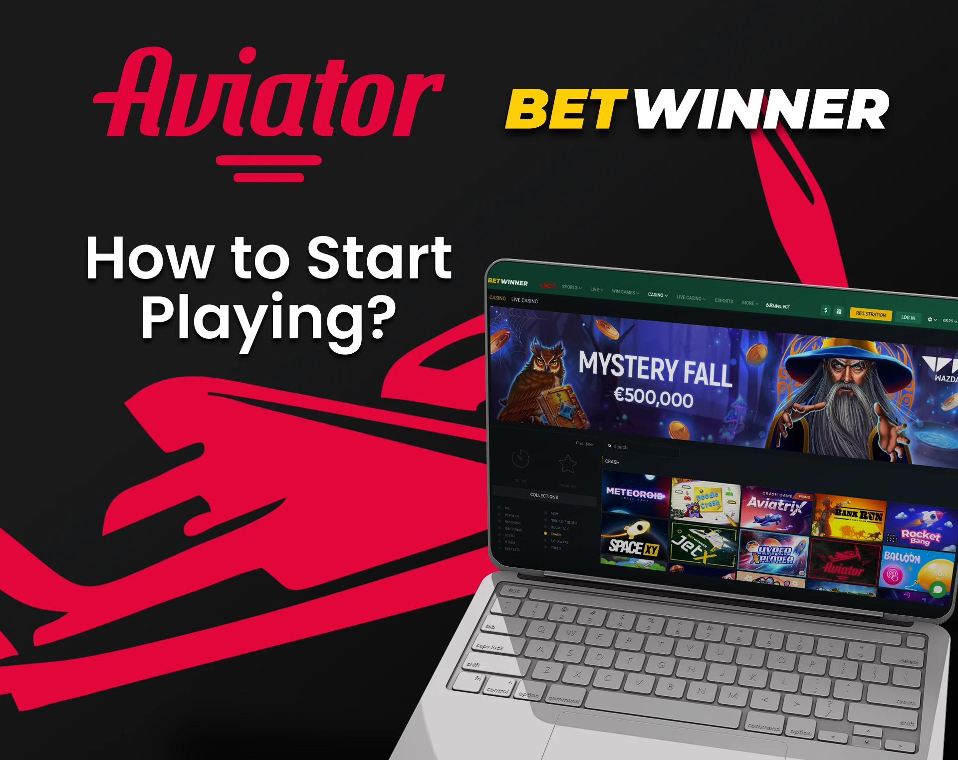 انتقل إلى القسم المطلوب في Betwinner للعب Aviator.