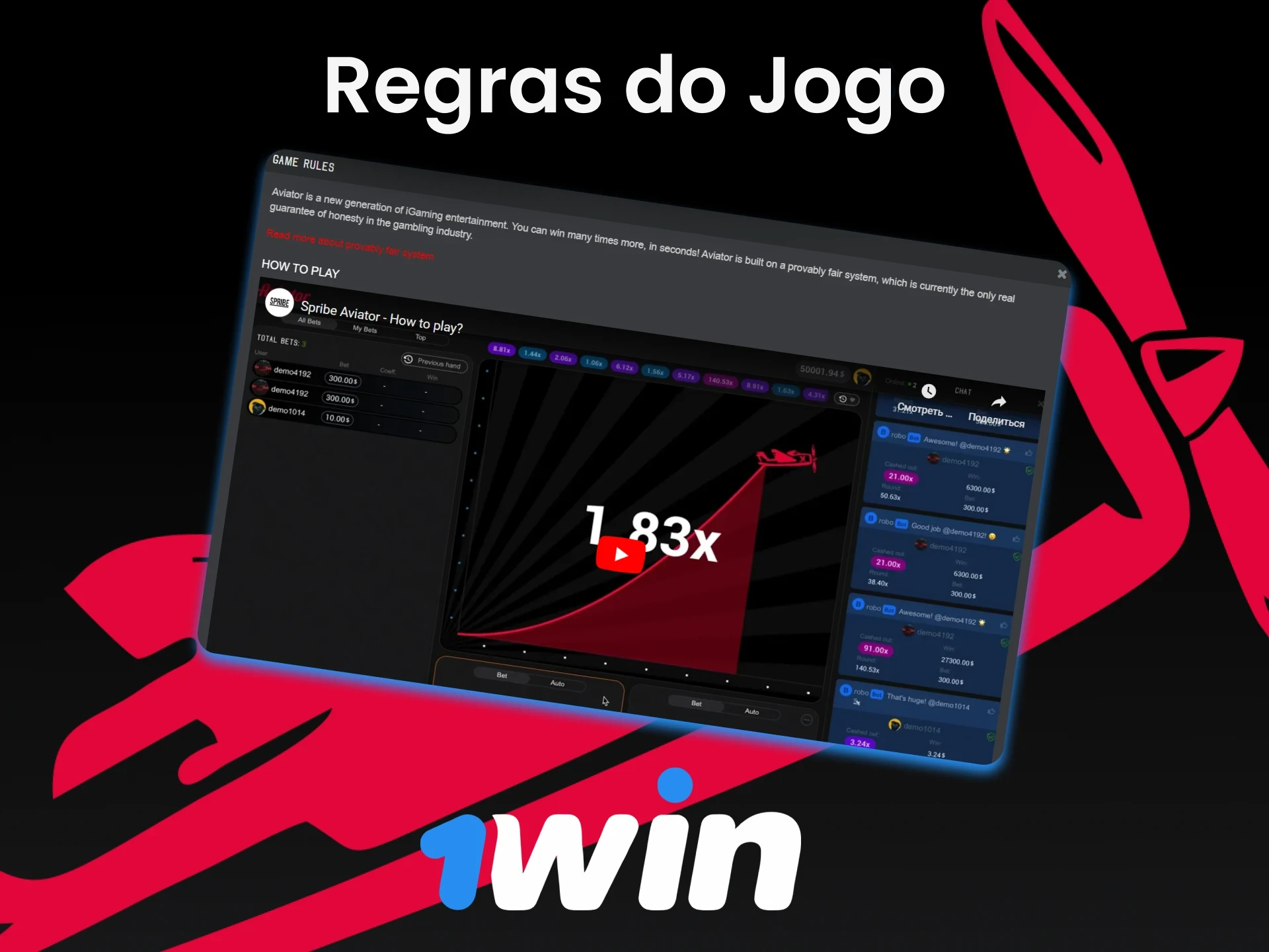 Siga as regras do jogo Aviator da 1win.