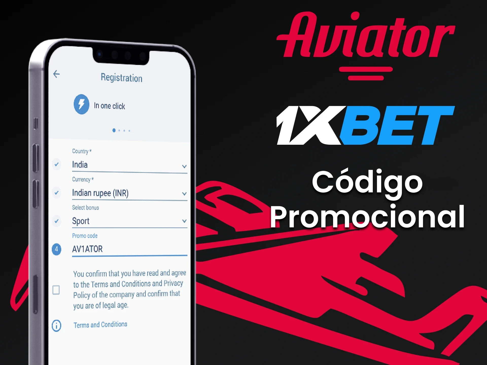 Use o código promocional da 1xbet.