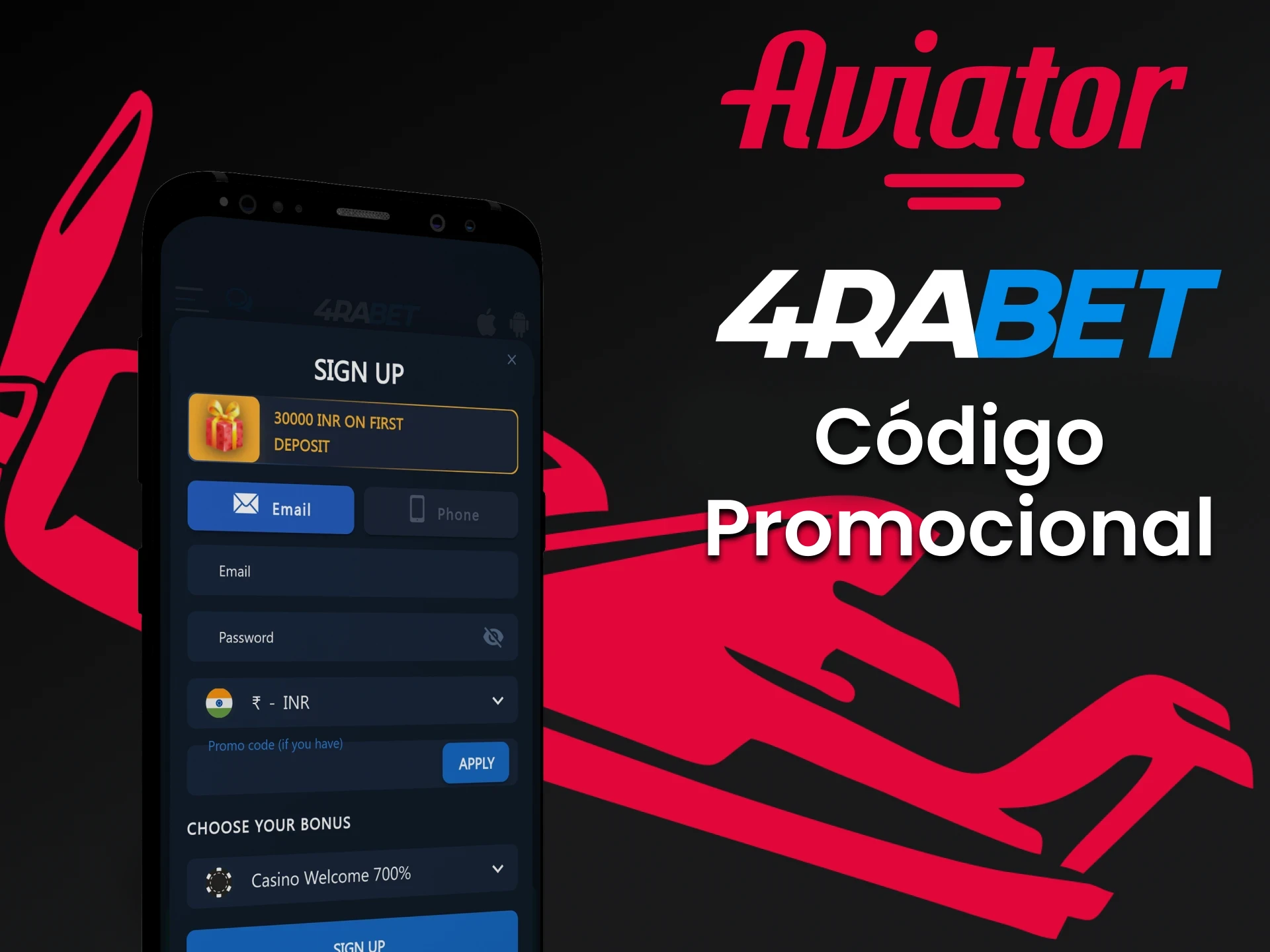 Use um código promocional especial do 4rabet para jogar Aviator.