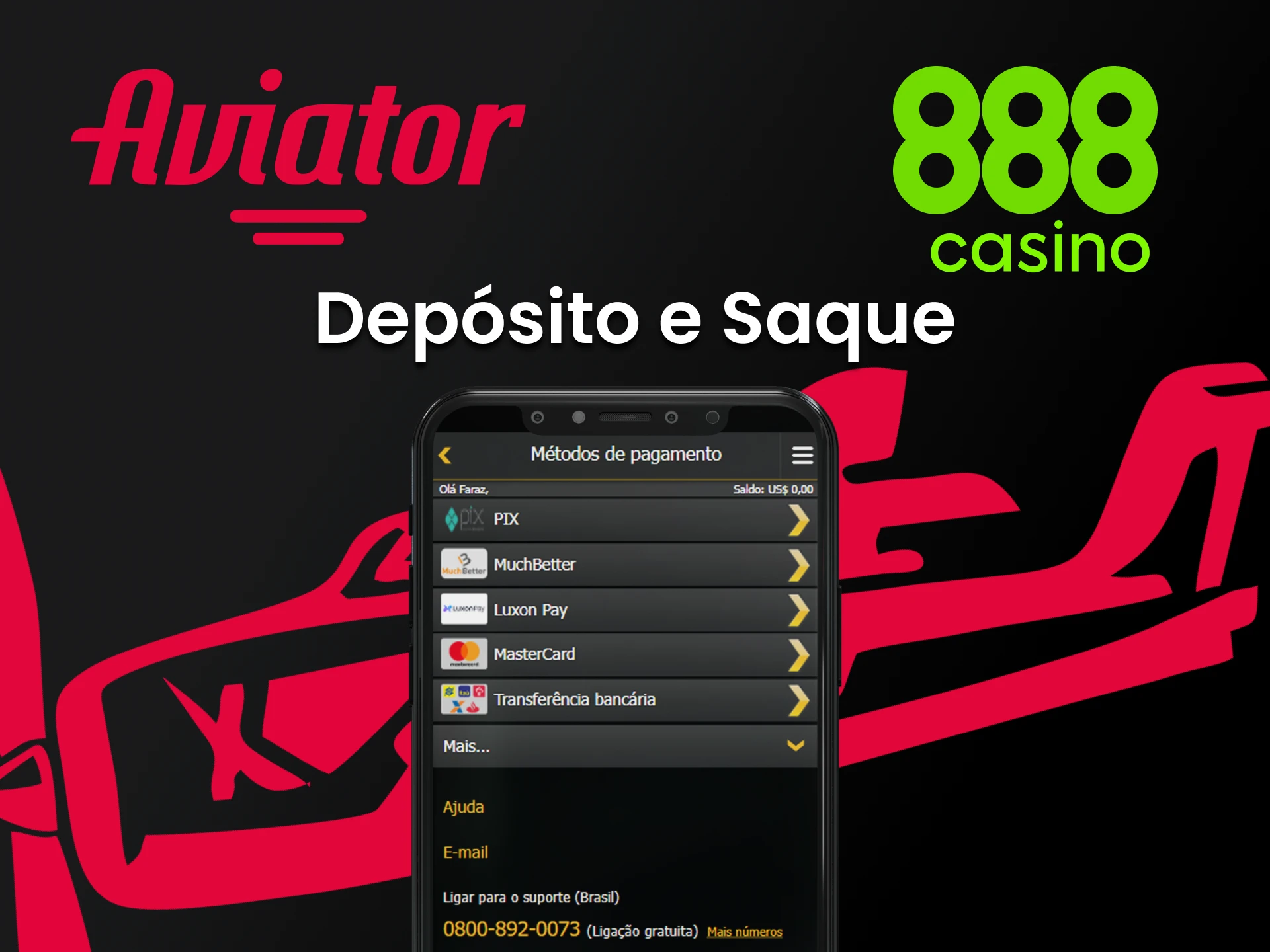 Escolha seu método favorito de depósito e saque no 888casino.