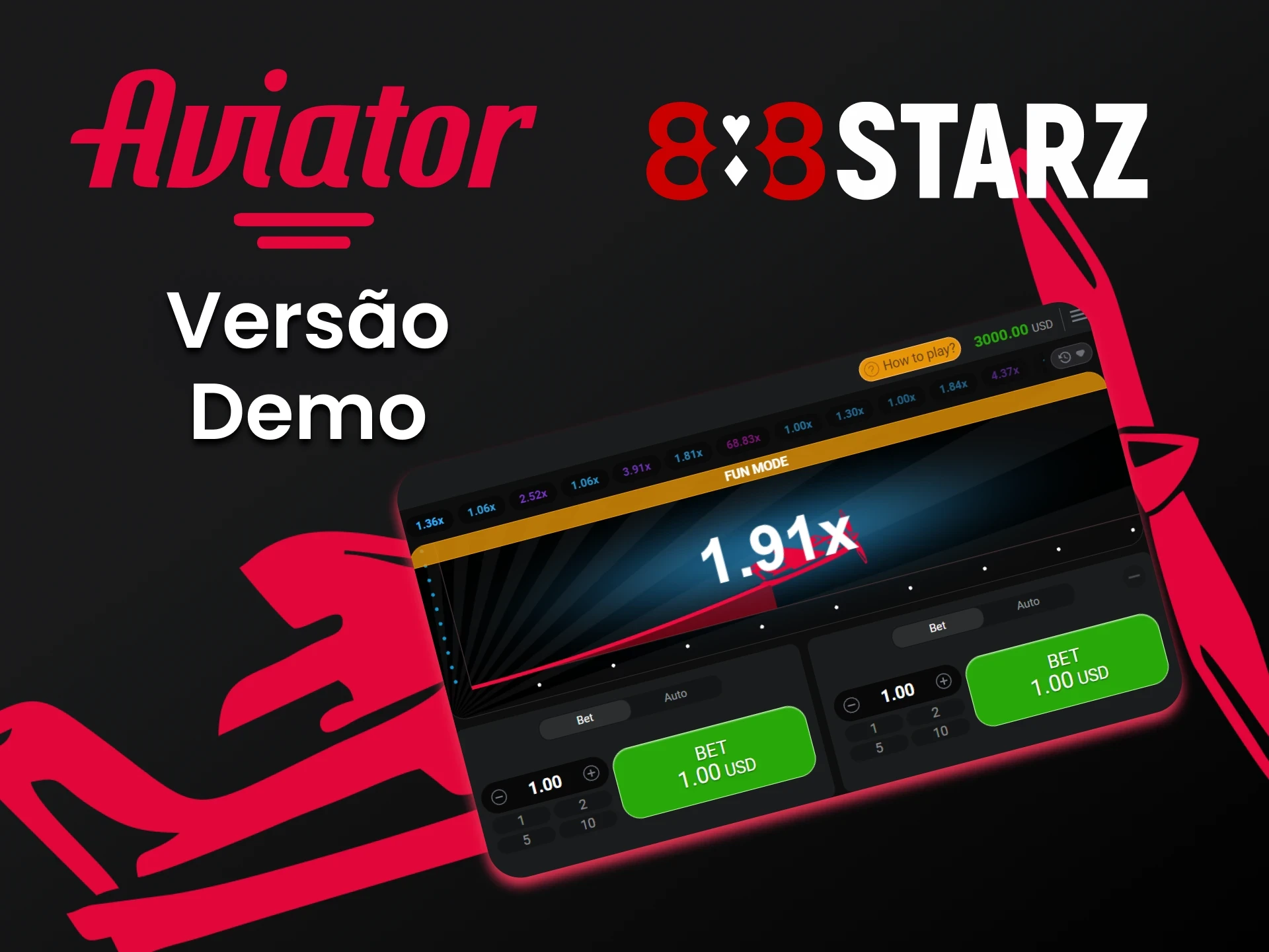 Treine na versão demo do jogo Aviator no 888starz.