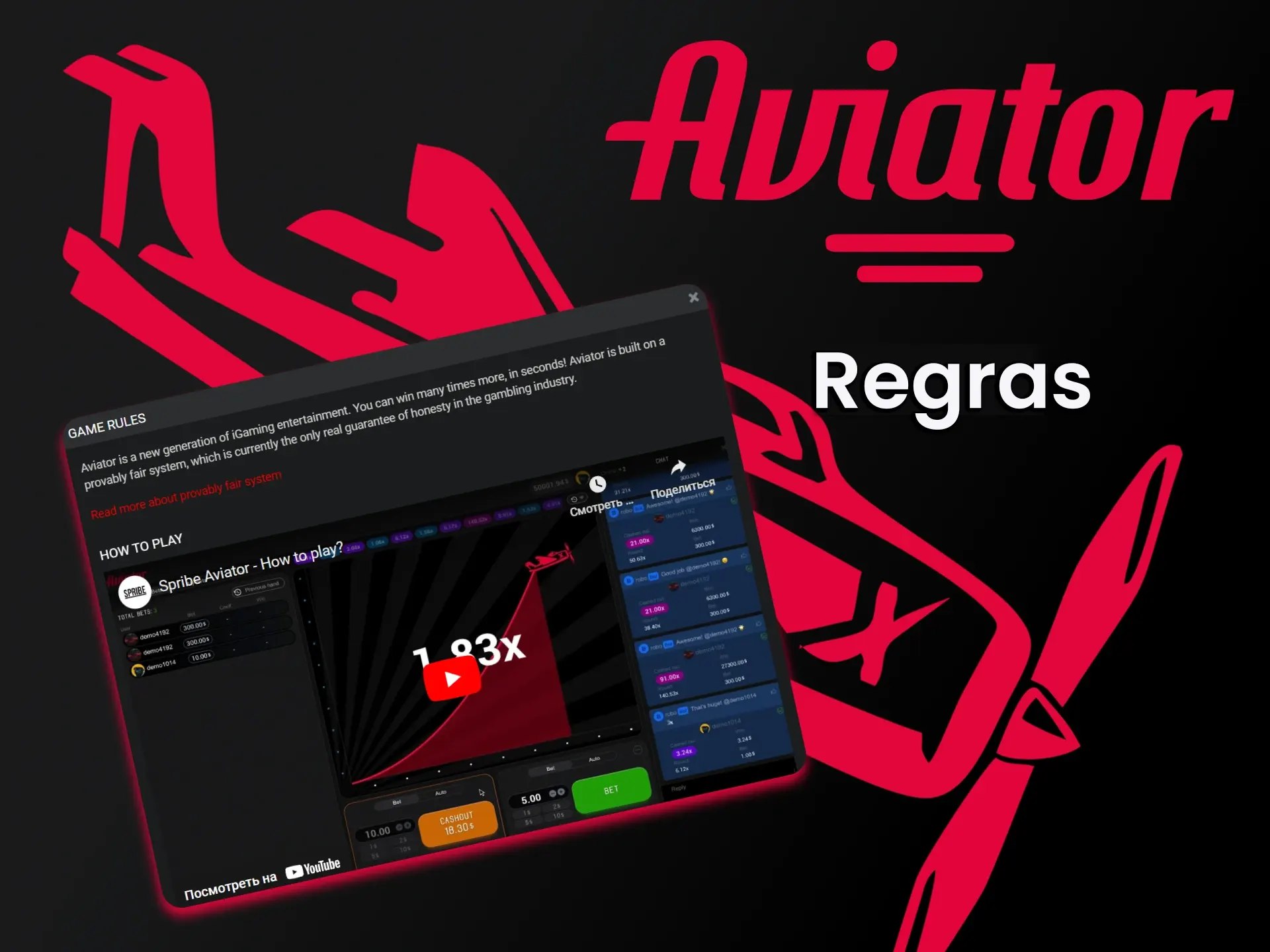 Saiba mais sobre as regras do jogo Aviator.