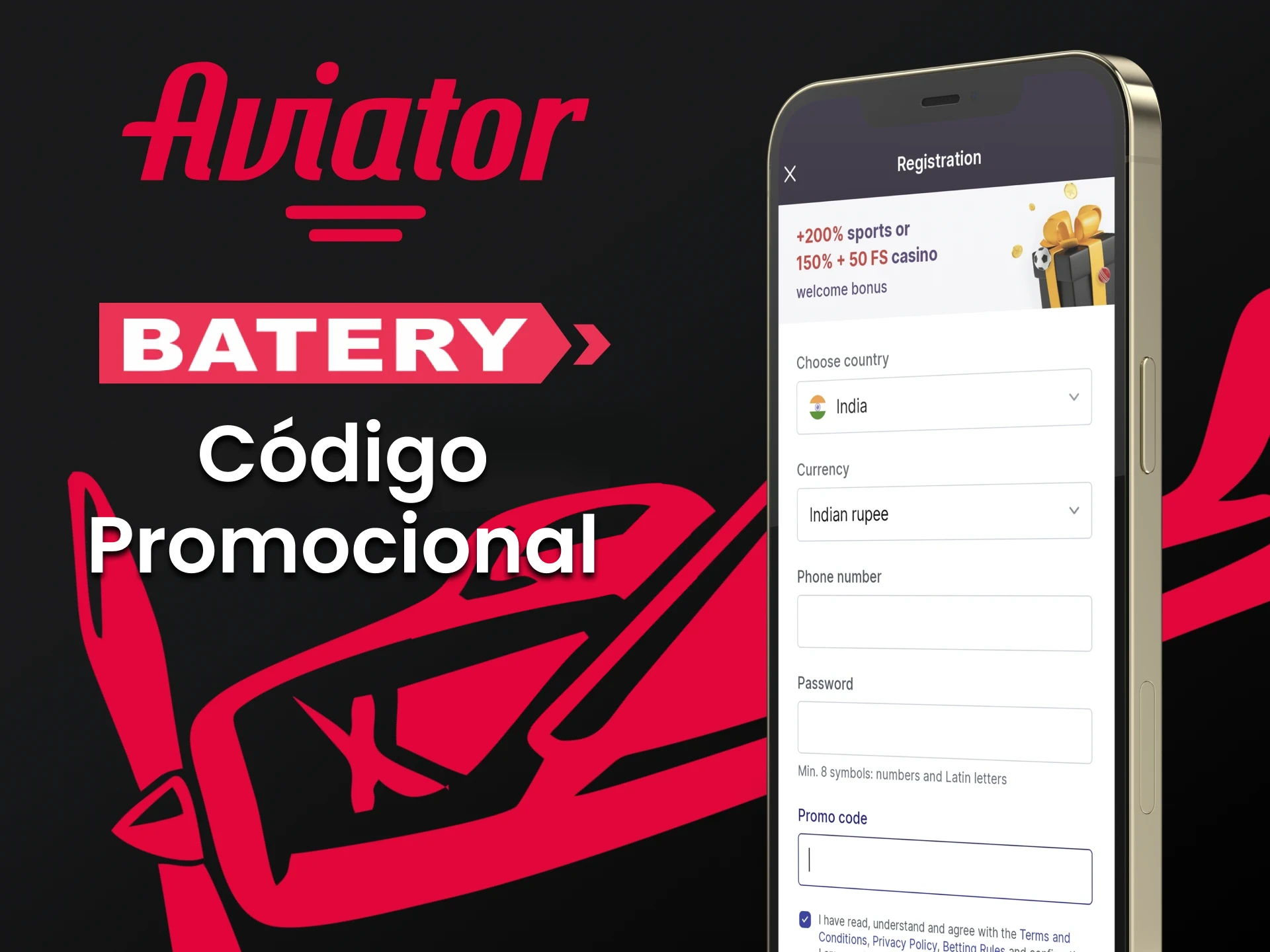 Use o código promocional para jogar Aviator na Batery.