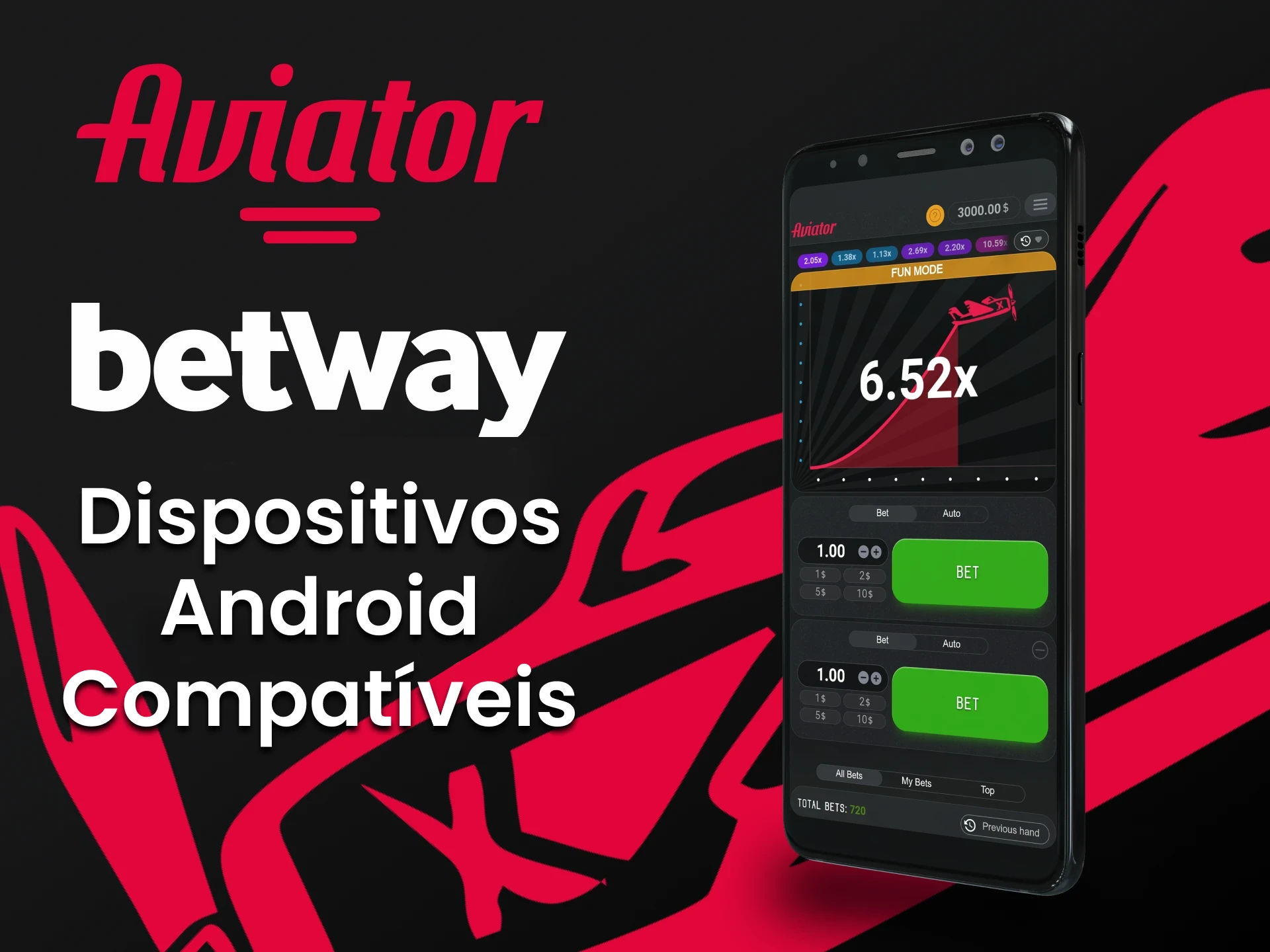 Jogue Aviator através do aplicativo Betway em seu dispositivo Android.