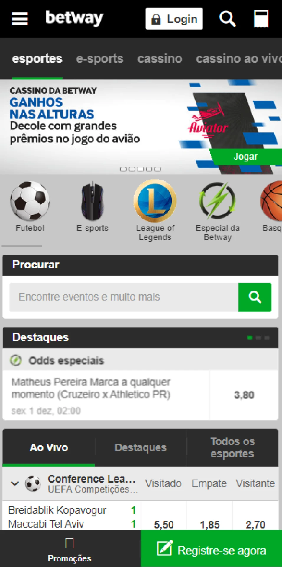 Jogue Aviator com o aplicativo Betway.