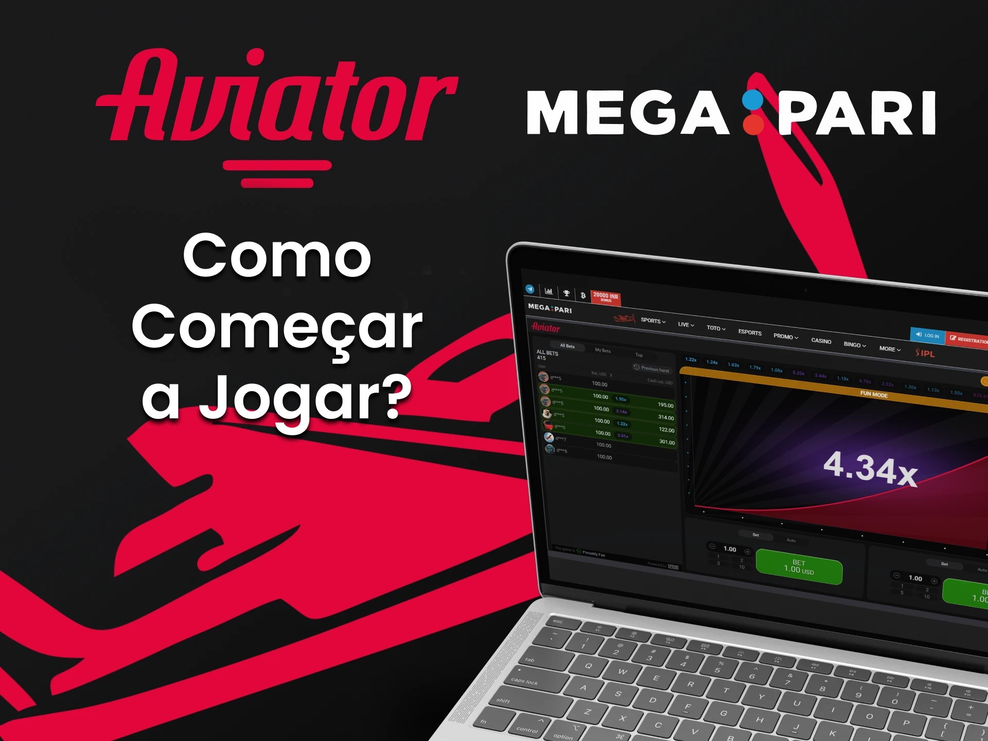 Acesse o site da Megapari para jogar Aviator.