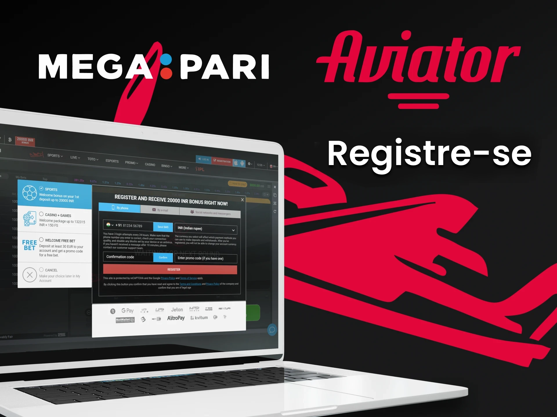 Cadastre-se no site da Megapari para jogar Aviator.