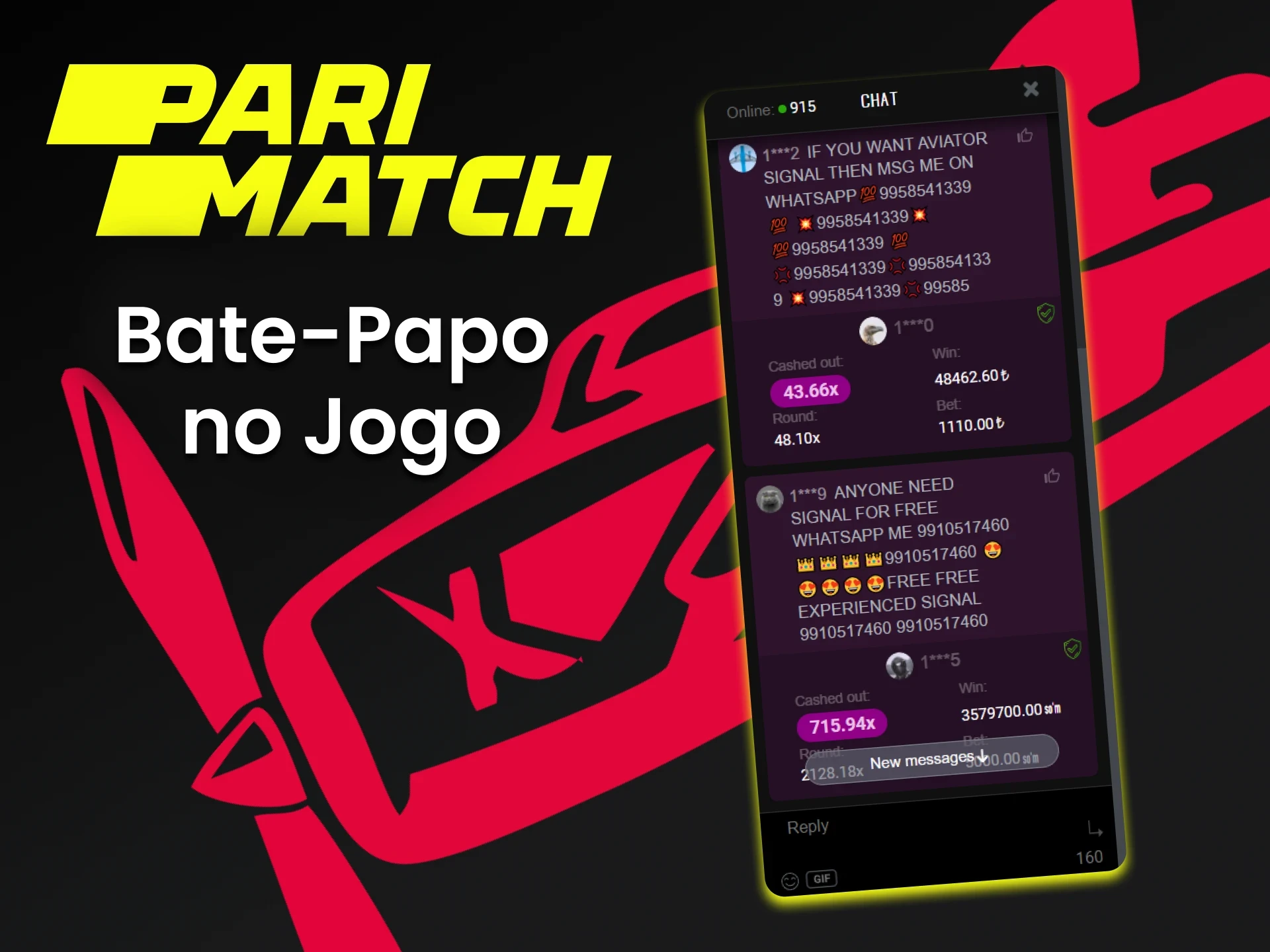 A interface de jogo do Aviator oferece um bate-papo para comunicação com outros jogadores.