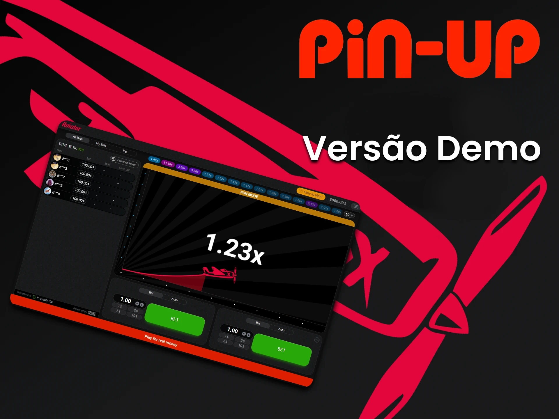 Para não arriscar dinheiro real, você pode experimentar o jogo na versão de demonstração do Pin Up.