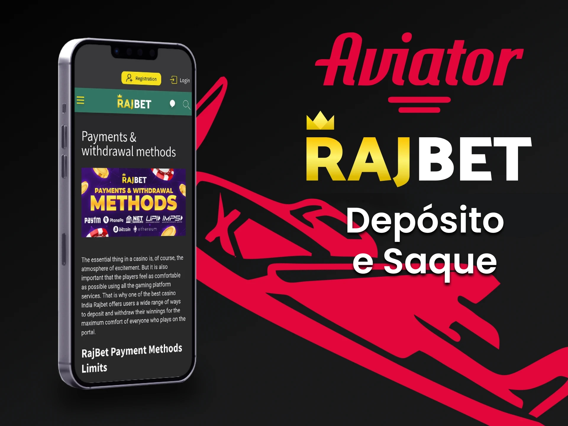 Deposite e retire dinheiro usando o aplicativo Rajbet.