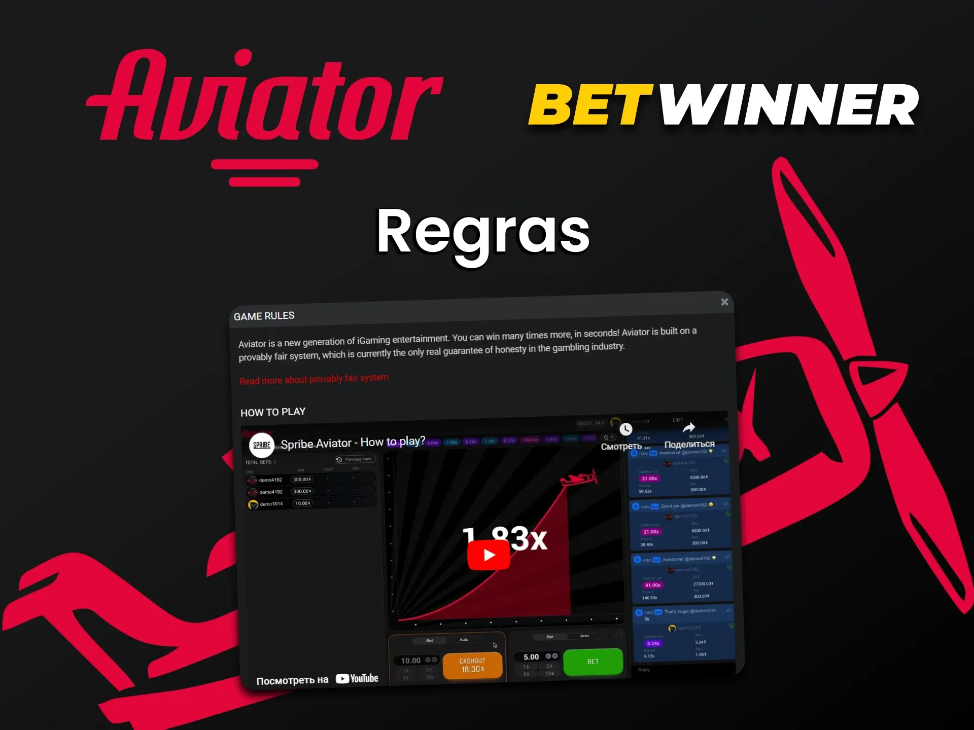 Aprenda as regras do jogo Aviator na Betwinner.