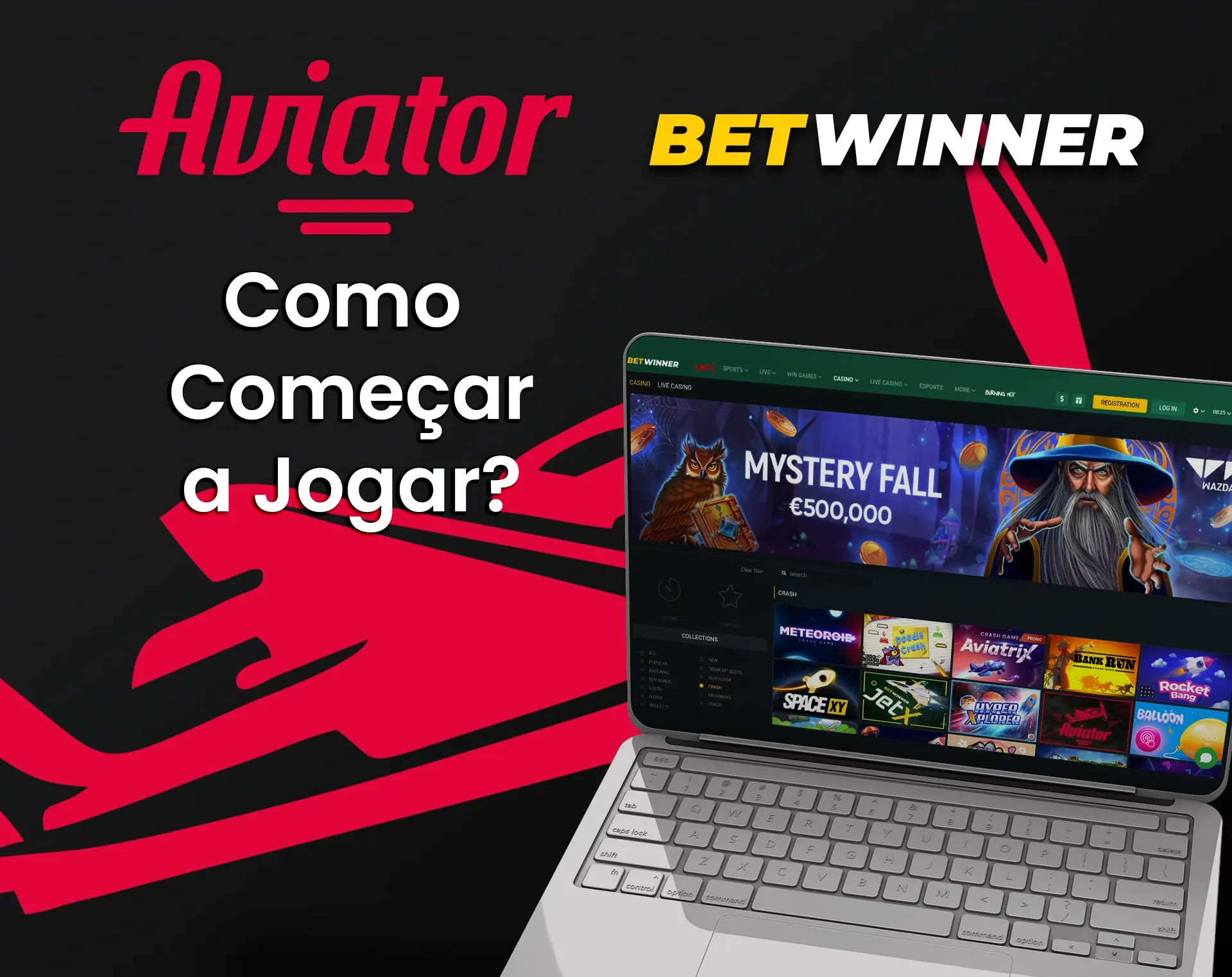 Vá para a seção desejada na Betwinner para jogar Aviator.