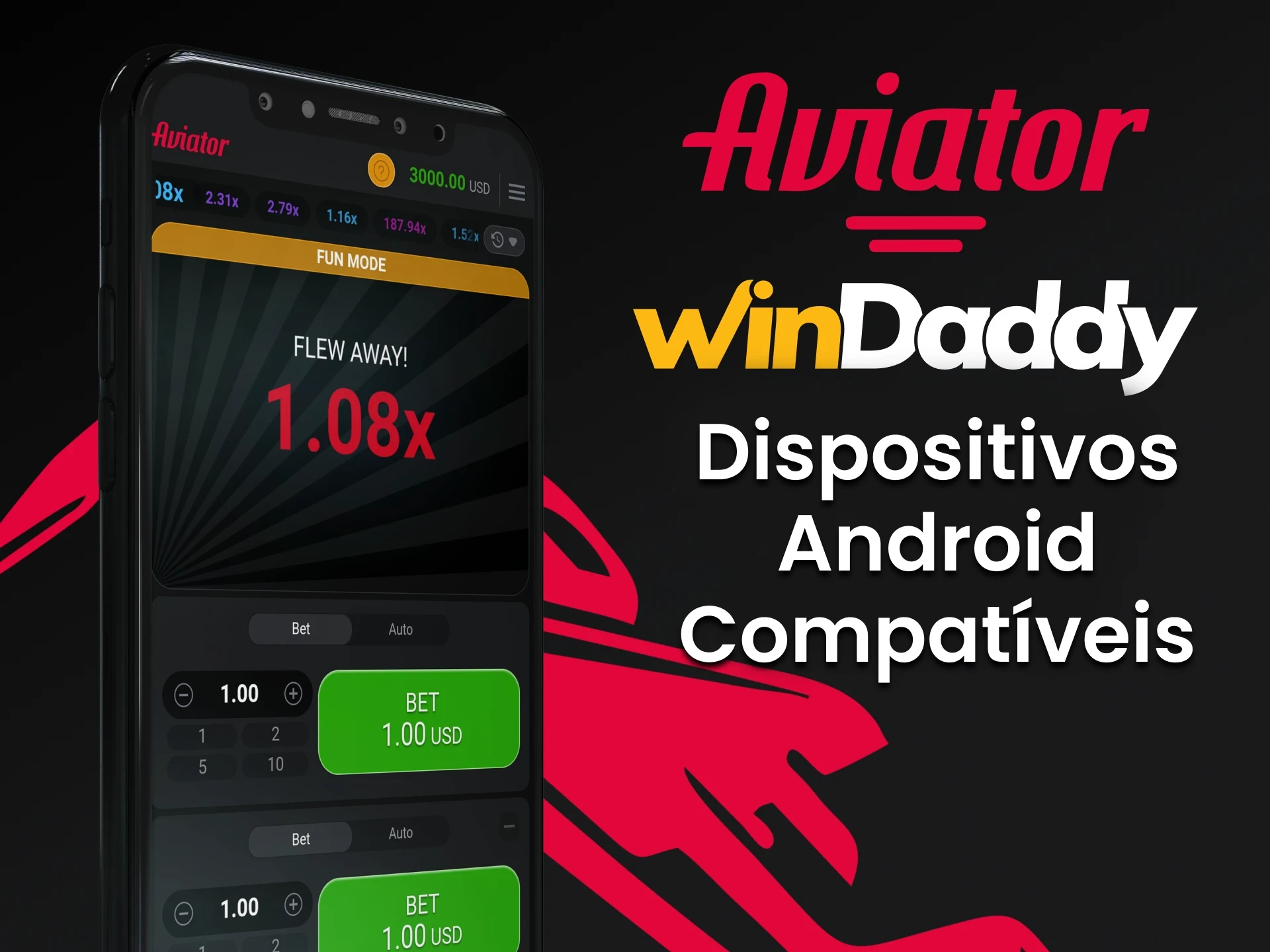 Para jogar Aviator da WinDaddy, use um dispositivo Android.