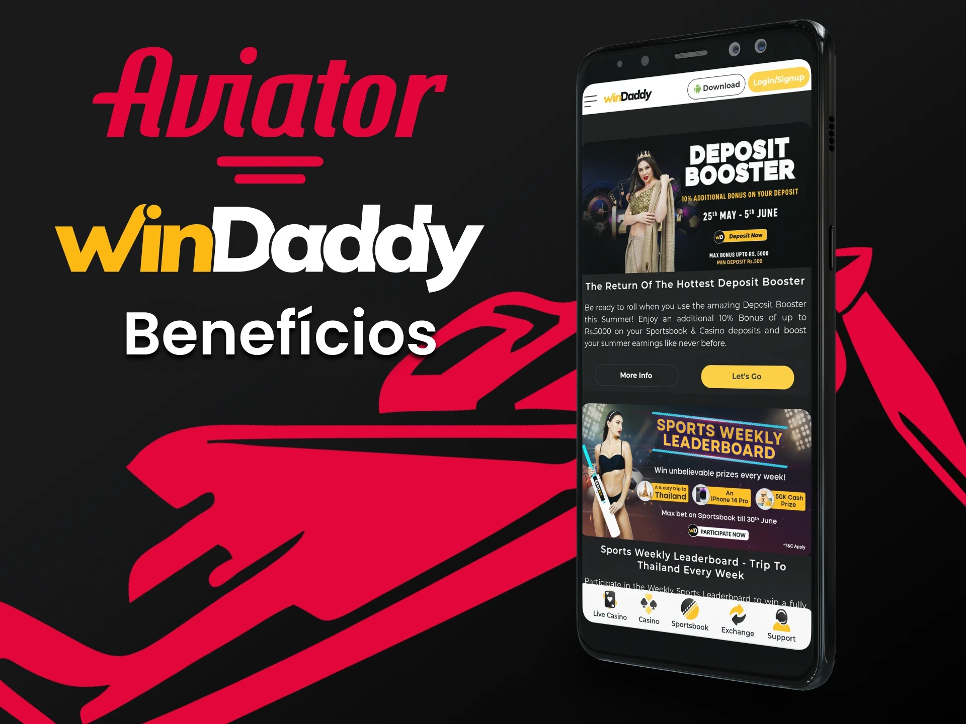 Explore todos os benefícios do aplicativo WinDaddy for Aviator.