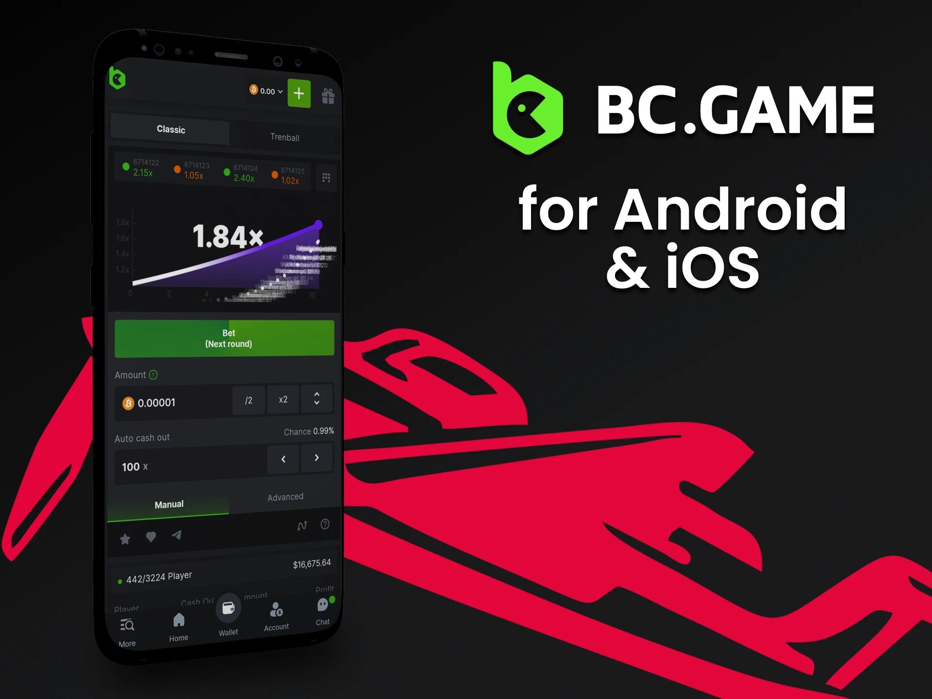 Download the BCGame app on your phone to play Aviator.