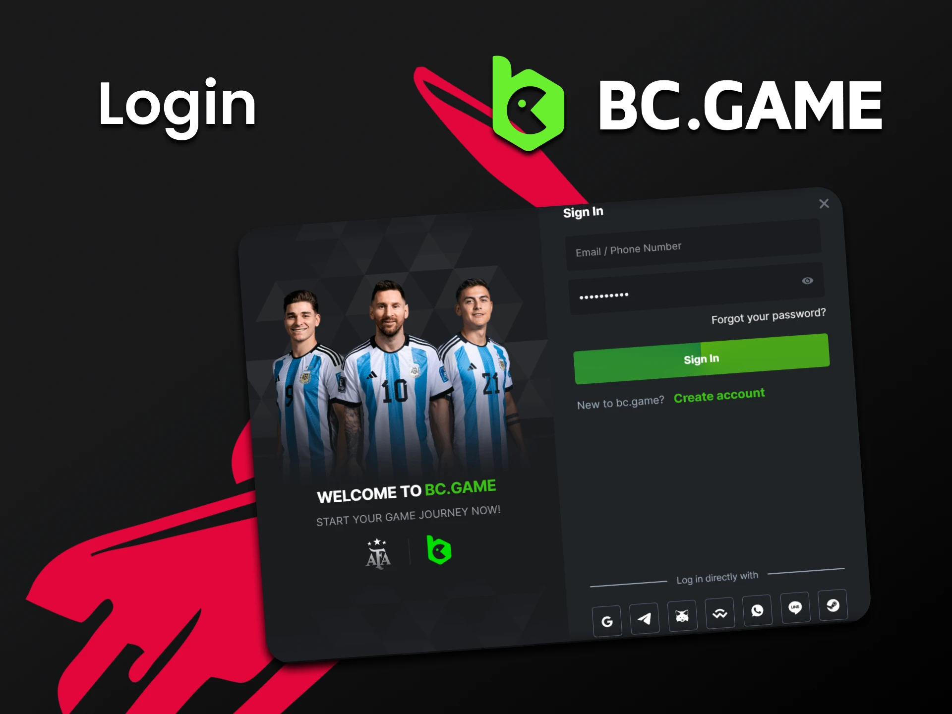 Log in to your BCGame account to play Aviator.